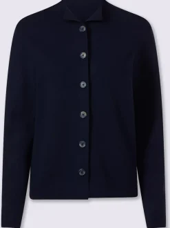 Cardigan en interlock avec col montant et fines manches