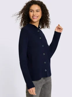 Cardigan en interlock avec col montant et fines manches