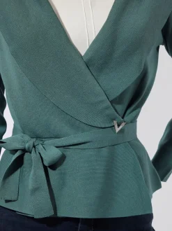 Cardigan en mélange de lyocell avec col à revers et manches longues