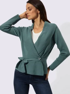 Cardigan en mélange de lyocell avec col à revers et manches longues