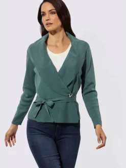 Cardigan en mélange de lyocell avec col à revers et manches longues