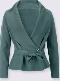 Cardigan en mélange de lyocell avec col à revers et manches longues