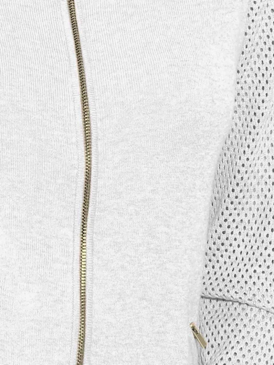 Cardigan en tricot ajouré avec manches longues zippé