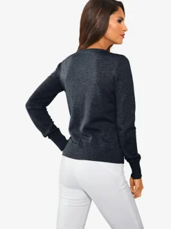 Cardigan en tricot ajouré avec manches longues zippé