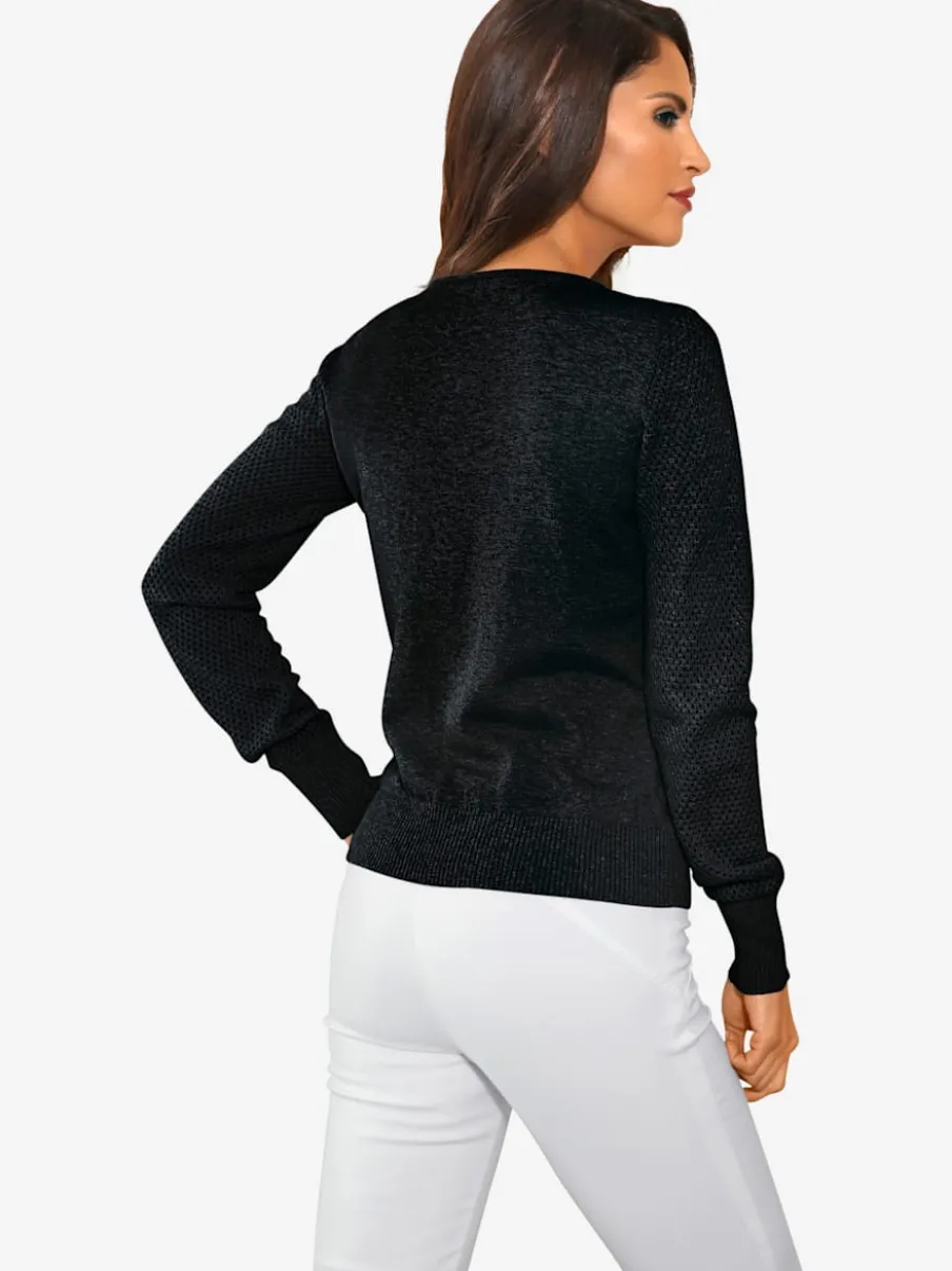 Cardigan en tricot ajouré avec manches longues zippé