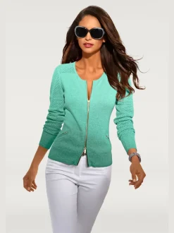 Cardigan en tricot ajouré avec manches longues zippé