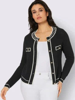 Cardigan en tricot avec col rond et manches longues à bords-côtes