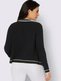Cardigan en tricot avec col rond et manches longues à bords-côtes