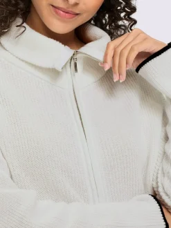 Cardigan en tricot à col montant et manches longues avec glissière sportive