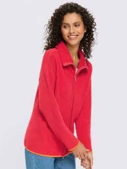 Cardigan en tricot à col montant et manches longues avec glissière sportive