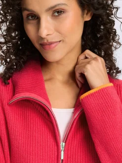 Cardigan en tricot à col montant et manches longues avec glissière sportive
