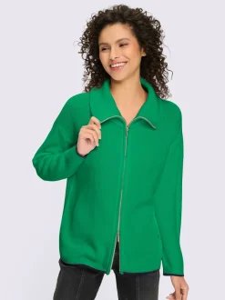 Cardigan en tricot à col montant et manches longues avec glissière sportive