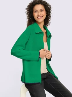 Cardigan en tricot à col montant et manches longues avec glissière sportive