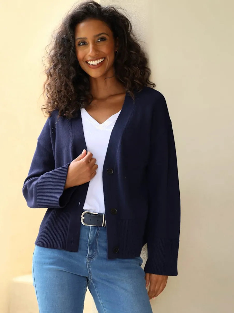 Cardigan en tricot doux col en V avec boutons