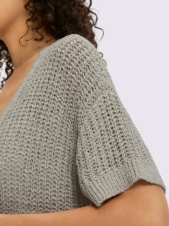 Cardigan long en tricot léger à manches courtes et coupe ouverte