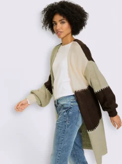 Cardigan mélange de matières tendance