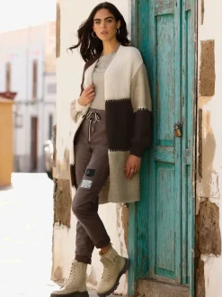 Cardigan mélange de matières tendance