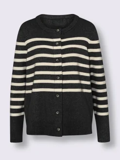 Cardigan à rayures sportives à boutons imitation corne
