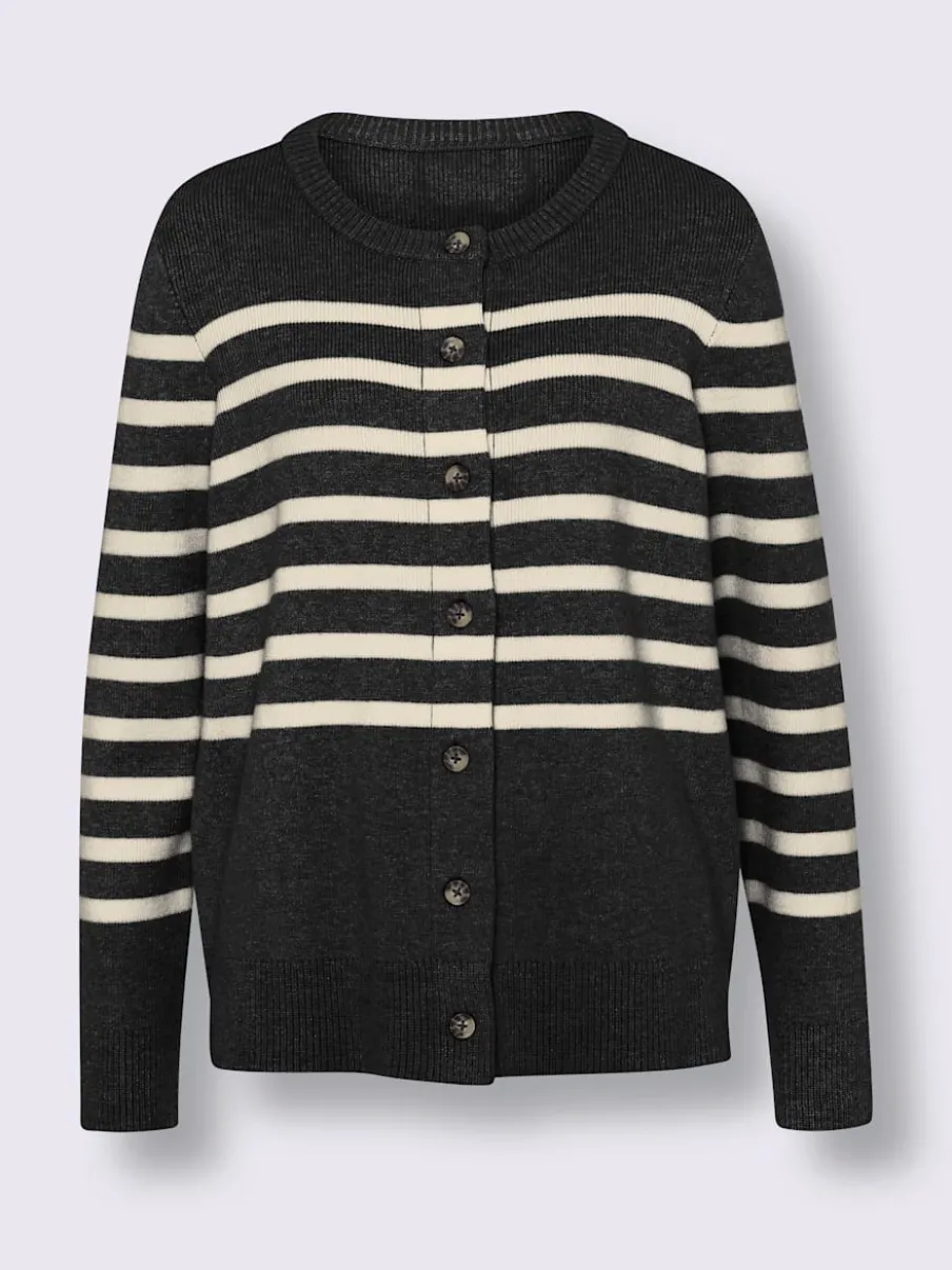 Cardigan à rayures sportives à boutons imitation corne