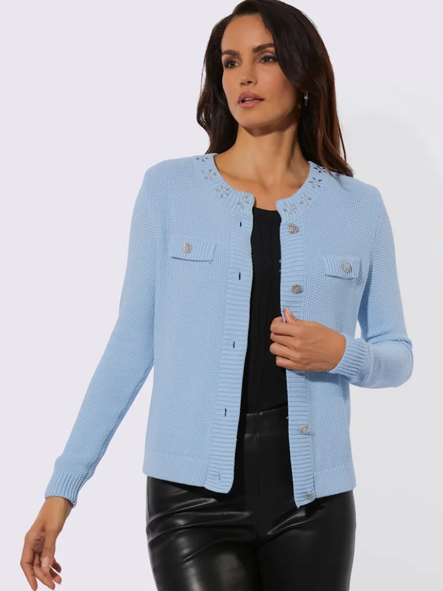 Cardigans en coton modal avec petites pierres brillantes