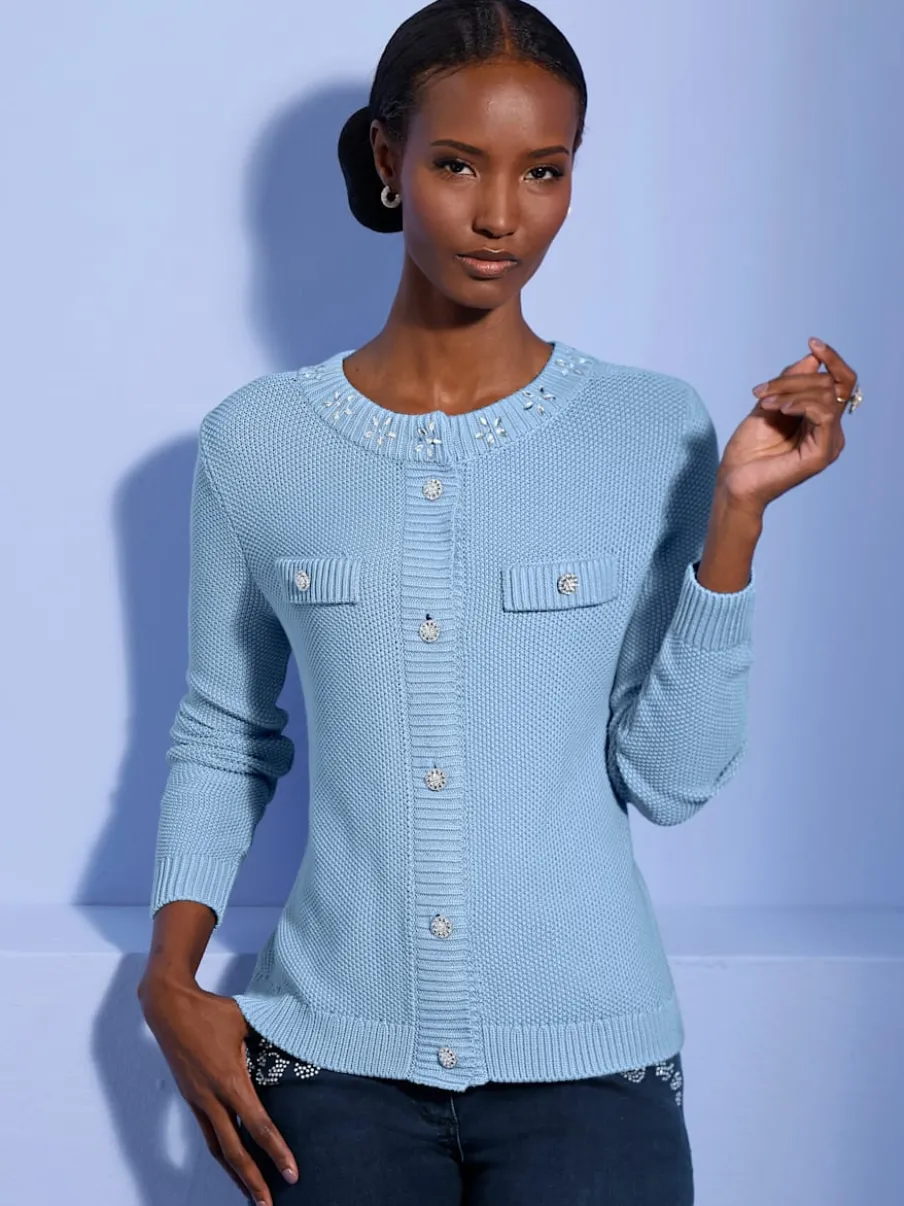 Cardigans en coton modal avec petites pierres brillantes