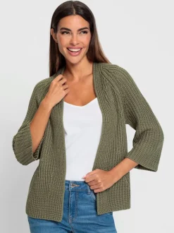 Cardigans en tricot à encolure en V manches 3/4
