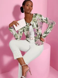 Cardigans à imprimé floral manches longues en tricot doux