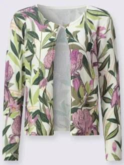 Cardigans à imprimé floral manches longues en tricot doux