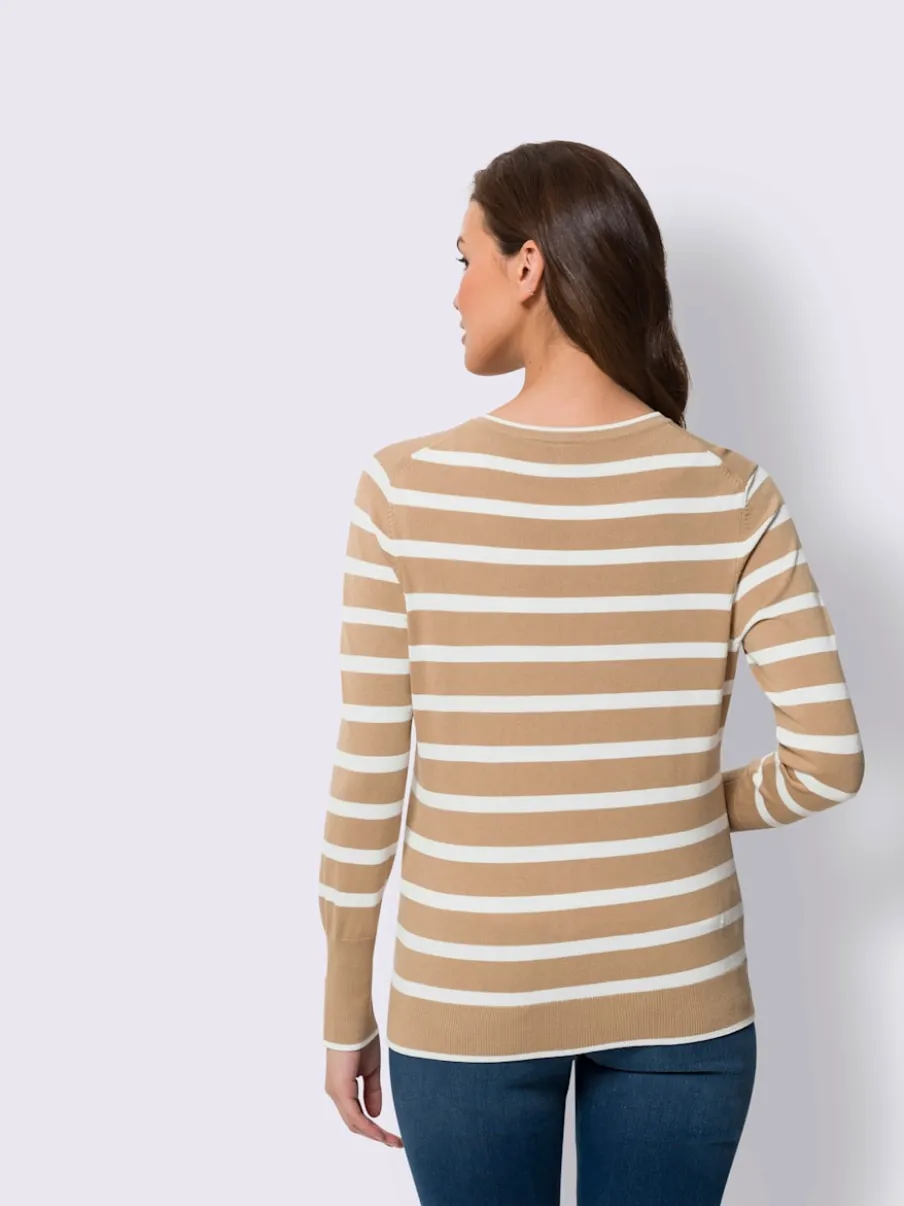 Cardigans à rayures col V manches longues avec boutons