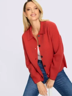 Cardigans tricotés avec col polo et poches plaquées