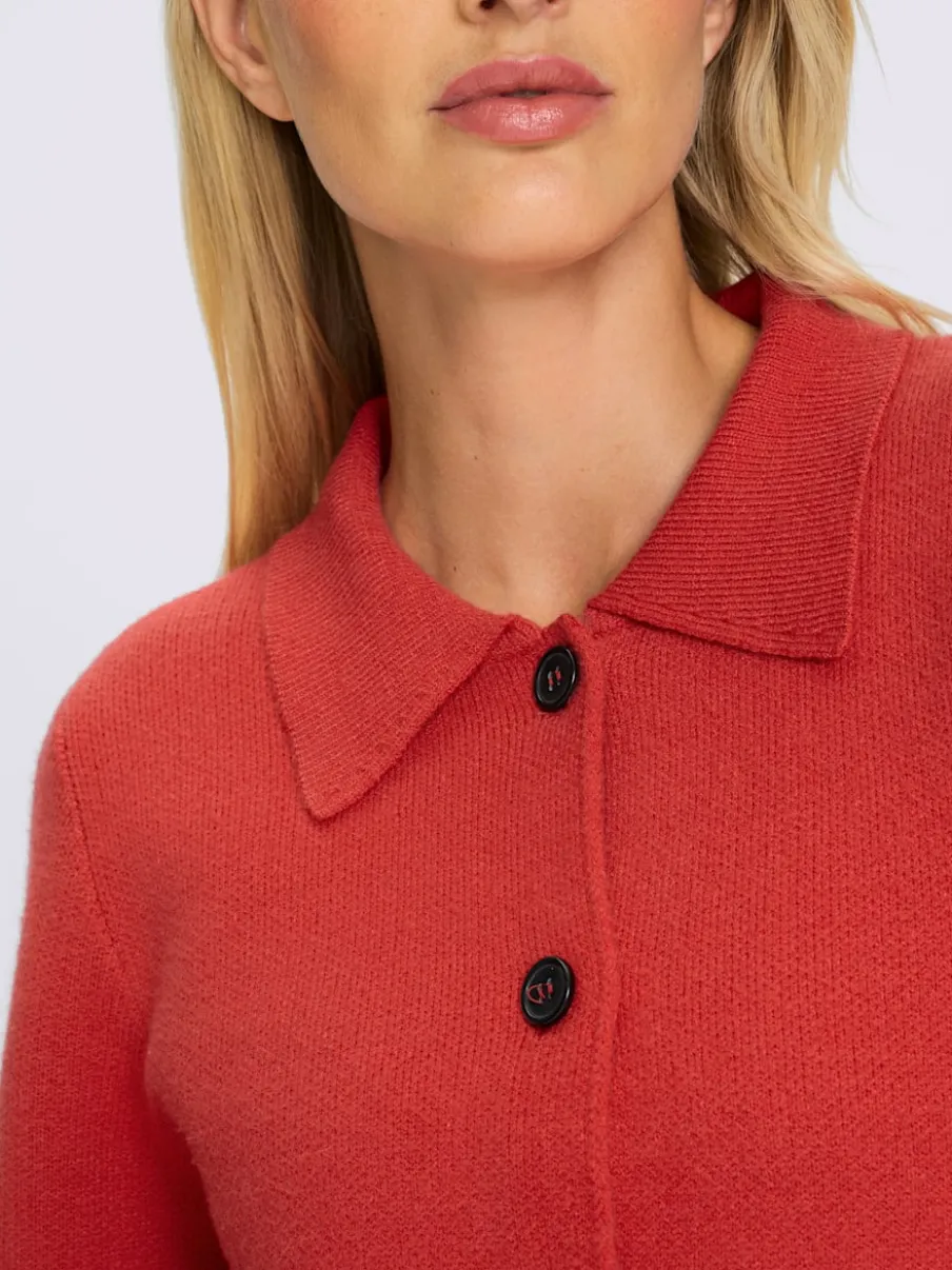 Cardigans tricotés avec col polo et poches plaquées