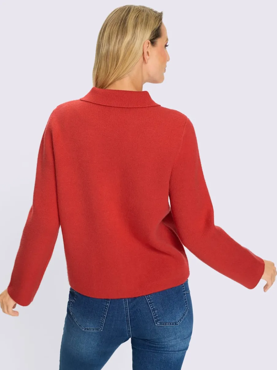 Cardigans tricotés avec col polo et poches plaquées