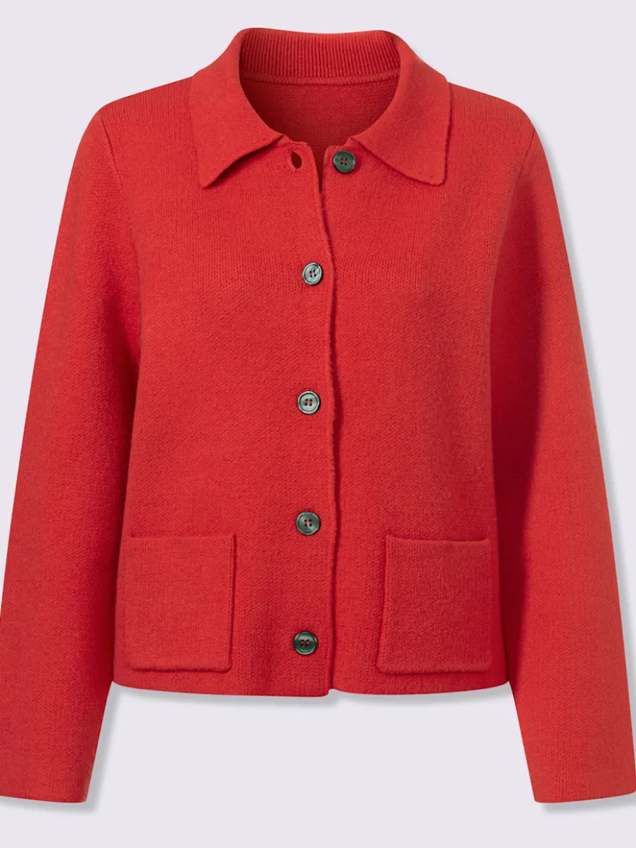 Cardigans tricotés avec col polo et poches plaquées