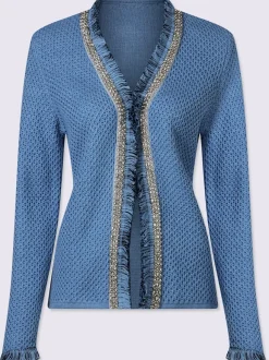 Cardigan à structure jacquard avec pierres brillantes décoratives
