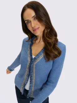 Cardigan à structure jacquard avec pierres brillantes décoratives