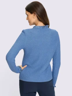 Cardigan à structure jacquard avec pierres brillantes décoratives