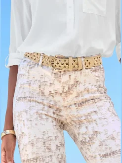 Ceinture hanches ceinture en imitation cuir avec découpes tendance et détails couleur or