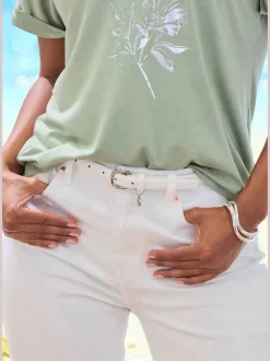Ceinture hanches ceinture simple et étroite en synthétique avec petit pendentif
