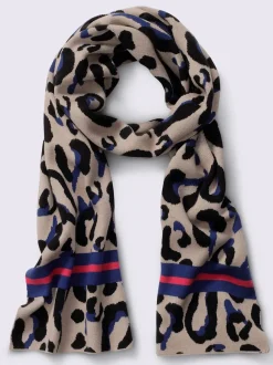Écharpe en tissu doux avec motif léopard et rayures