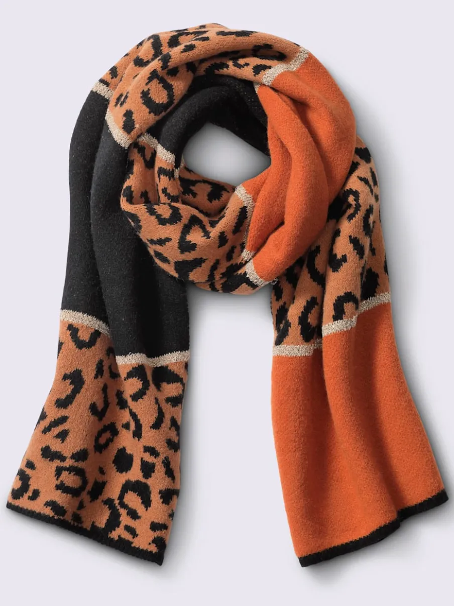 Écharpe en viscose avec motif léopard et fil brillant