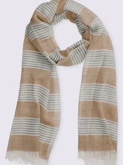 Écharpe fluide avec larges rayures et bords ouverts