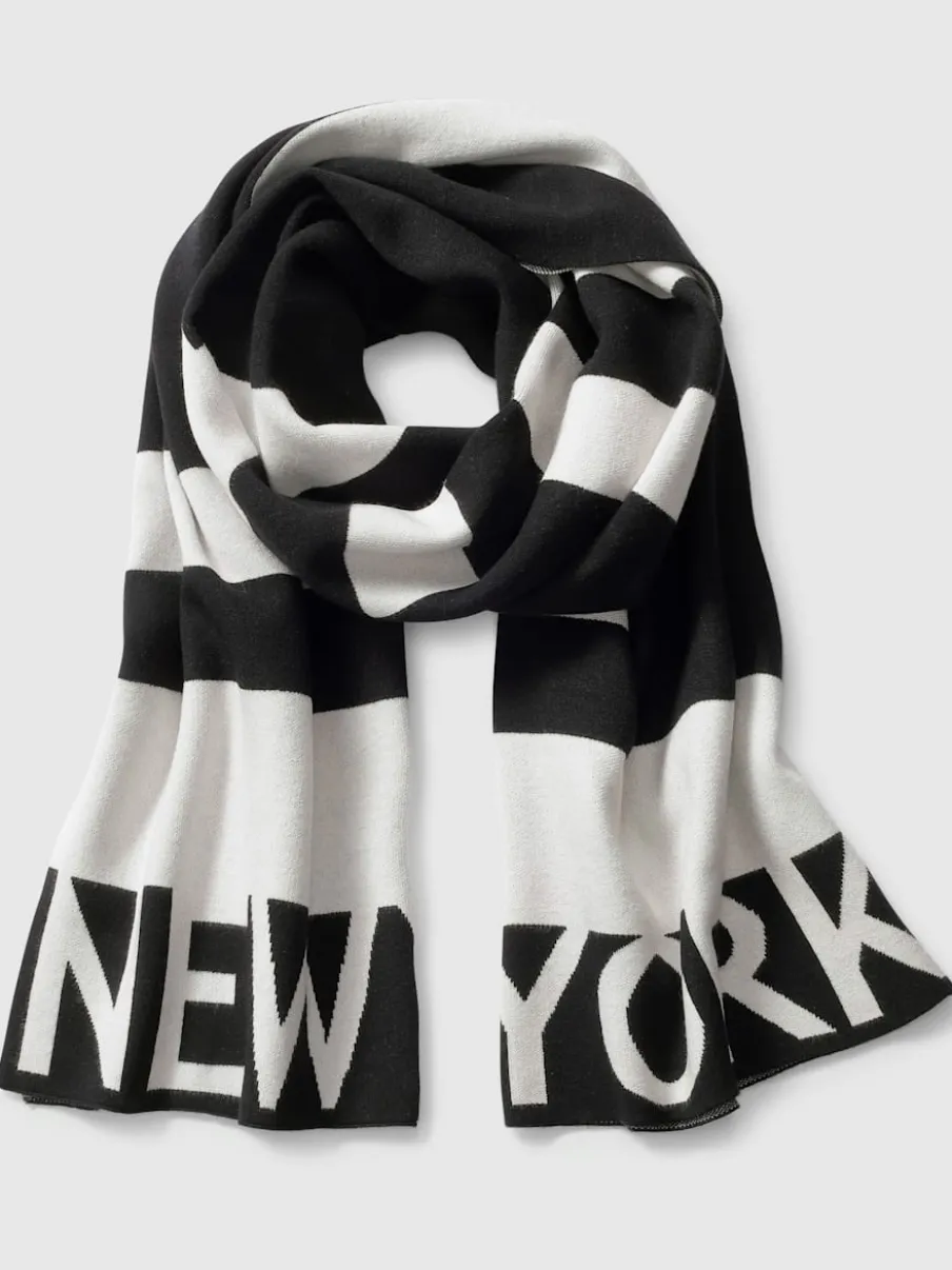 Écharpe graphique à inscription NEW YORK en coupe classique