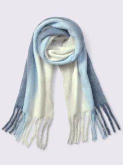 Écharpe moelleuse avec rayures et longues franges