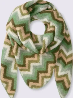 Écharpe triangulaire douce avec motif zigzag en matière chaude