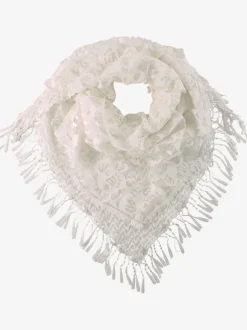 Écharpe triangulaire en dentelle avec franges délicates