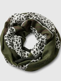 Écharpe tube en viscose à motif animal et finitions fluides