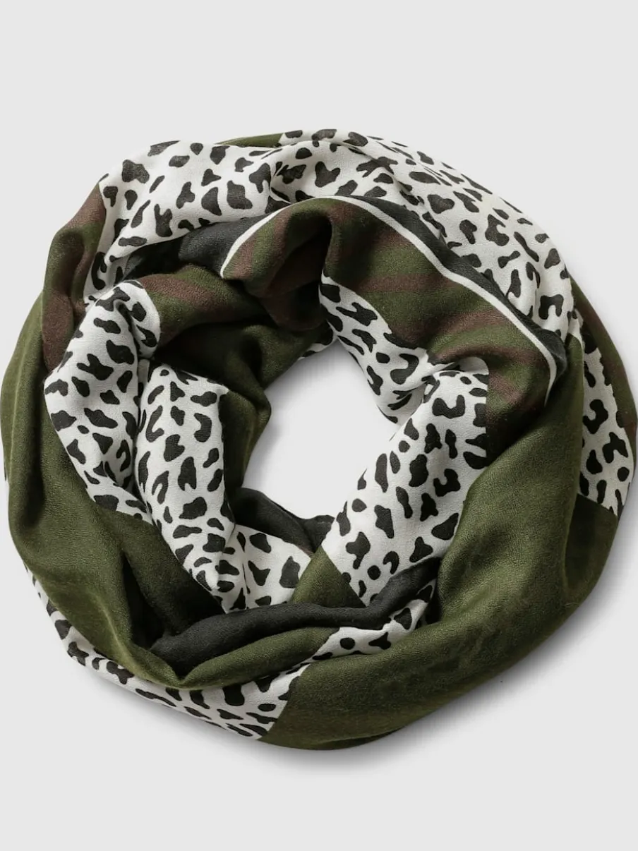Écharpe tube en viscose à motif animal et finitions fluides