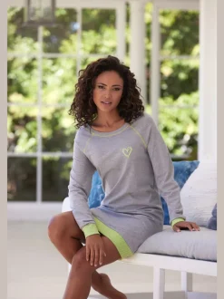 Chemise de nuit avec bords-côtes en fils teintés couleur fluo
