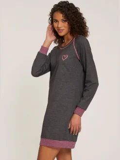 Chemise de nuit avec bords-côtes en fils teintés couleur fluo