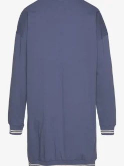 Chemise de nuit courte avec finitions côtelées rayées